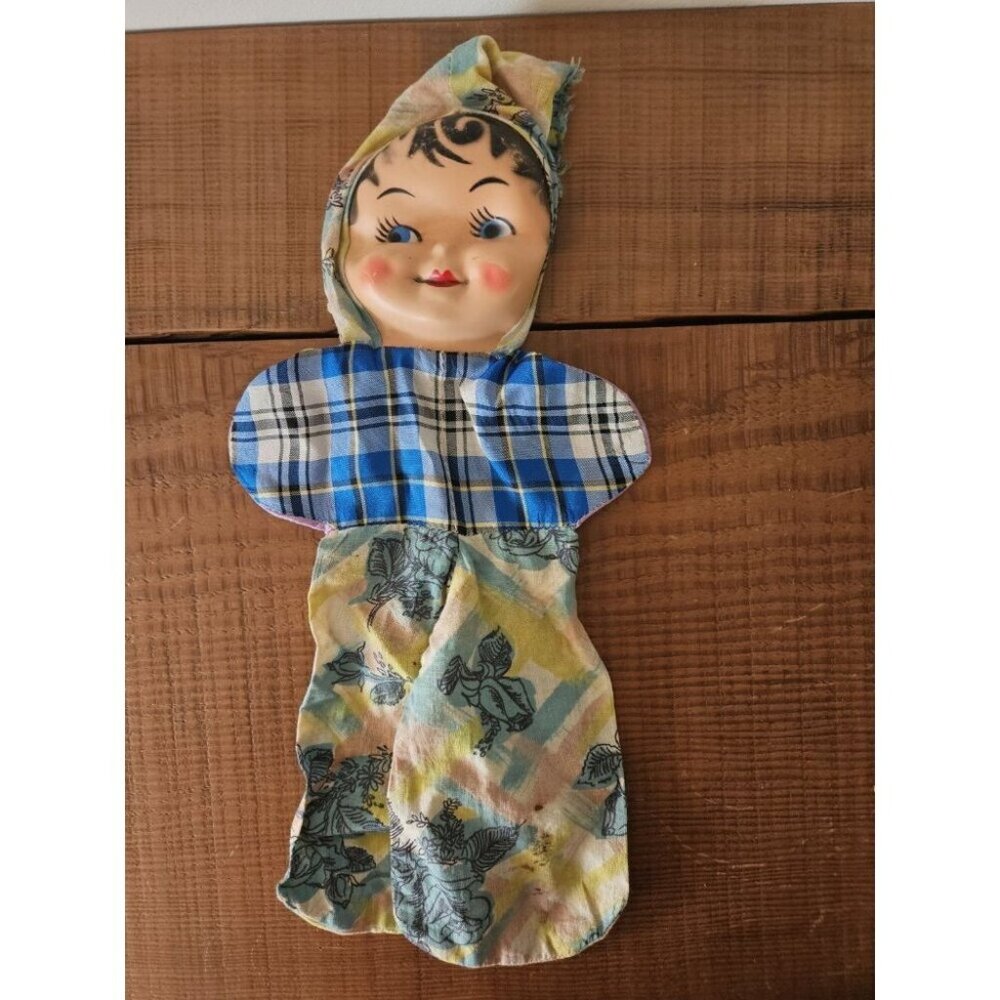 Vintage Carnival Doll Plastic Face Cloth Body Doll (Stuffing Has Been Removed)